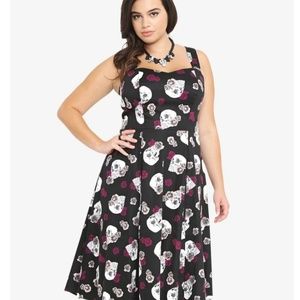 Skull and rose rockabilly swing dress